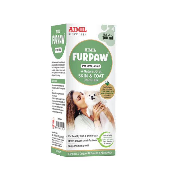 Aimil Furpaw Pet Oral (Syrup100ml) A Natural Skin & Coat Enricher for Pets