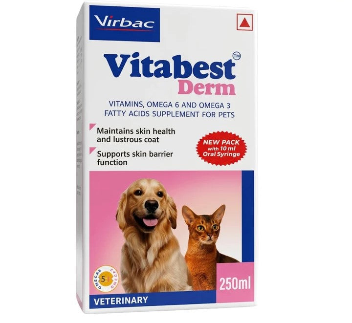 Virbac Vitabest Derm (250ml) Skin & Coat Oral Supplement for Dogs and Cats