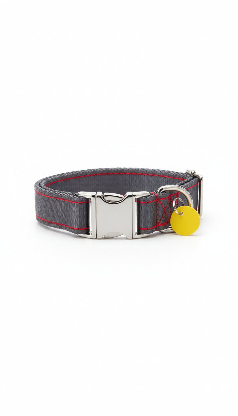 Nylon Dog Collar with Brushed Hardware