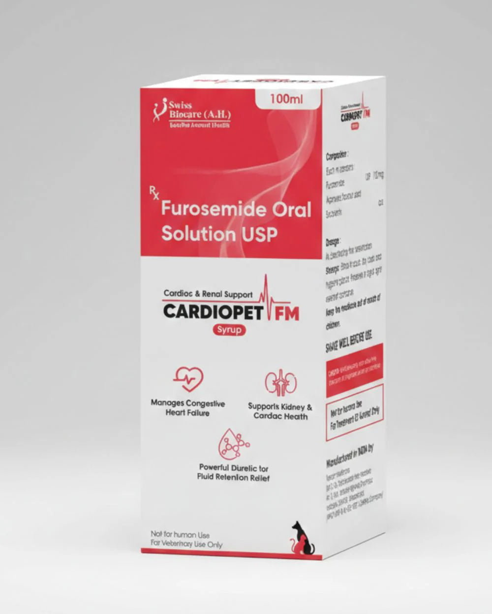 Swiss-Biocare Cardiopet FM Syrup Furosemide (100ml) Cardio and Renal Support Oral Suspension for Dogs and Cats