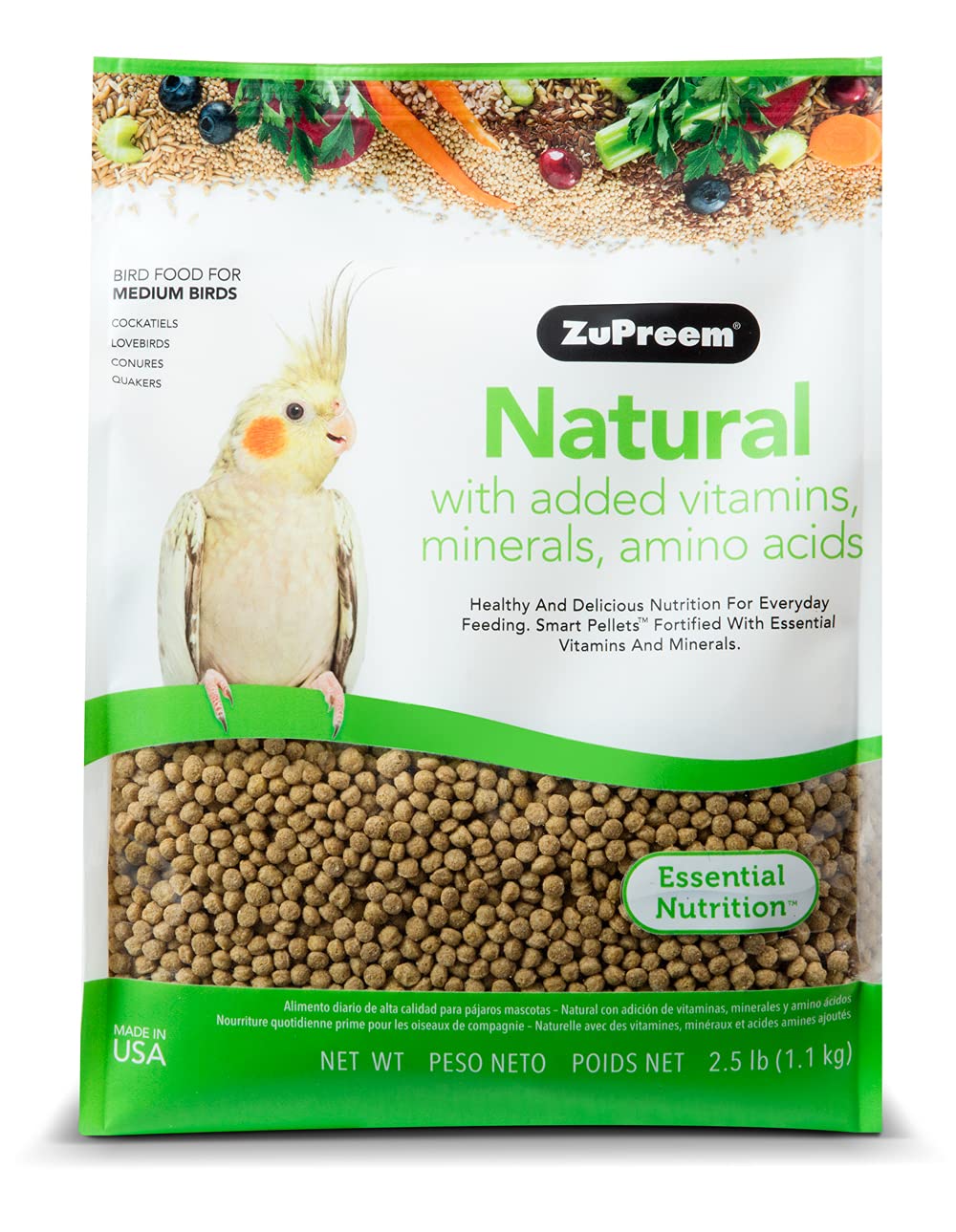 Zupreem Bird Food Natural With Added Vitamins Minerals Amino Acid For Medium Birds 1 1 Kg For All Life Stages