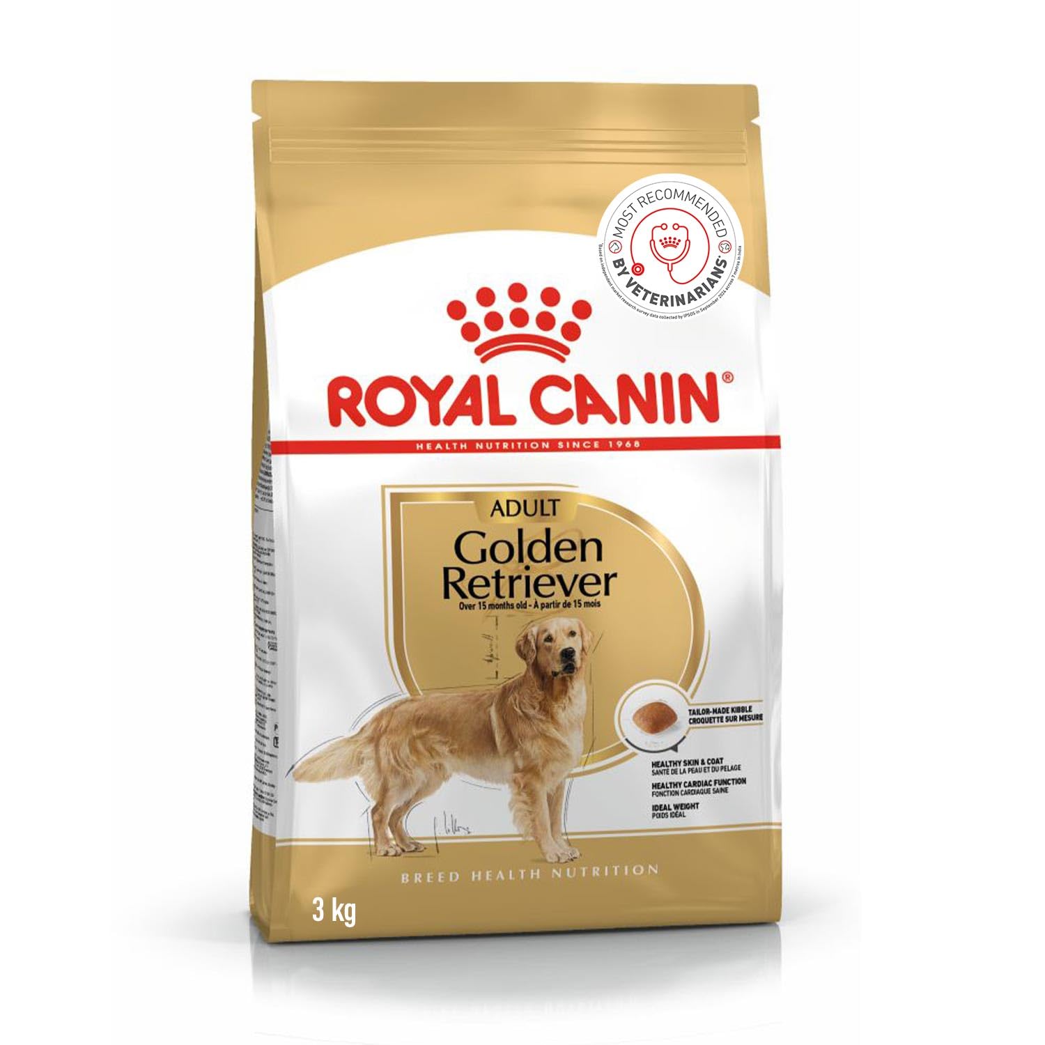 Royal Canin Golden Retriver Adult Dog Food Dry Food Helps With Healthy Skin Coat Cardiac Function Supports Ideal Weight Management 3 Kg