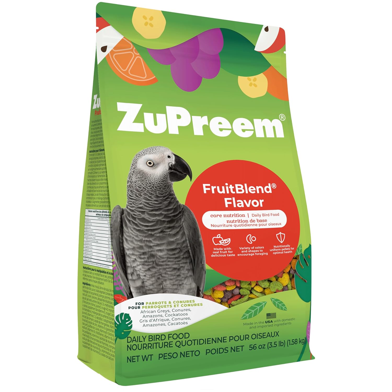 Zupreem Fruitblend Flavor With Natural Flavors Avian Diets Medium Large Bird Food 1 6 Kg All Life Stages