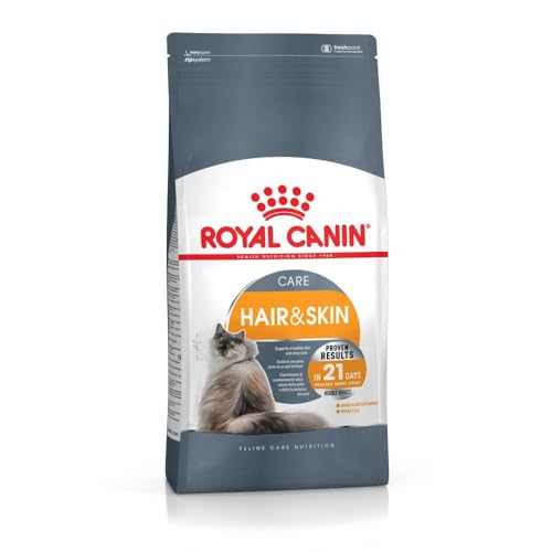 Royal Canin Skin & Hair Care for Adult Cats, Dry Food with Added Amino Acids, Vitamins, and Omega 3 and 6, Supports Healthy Skin and Shiny Coat, Proven Results in 21 Days, 400 Grams