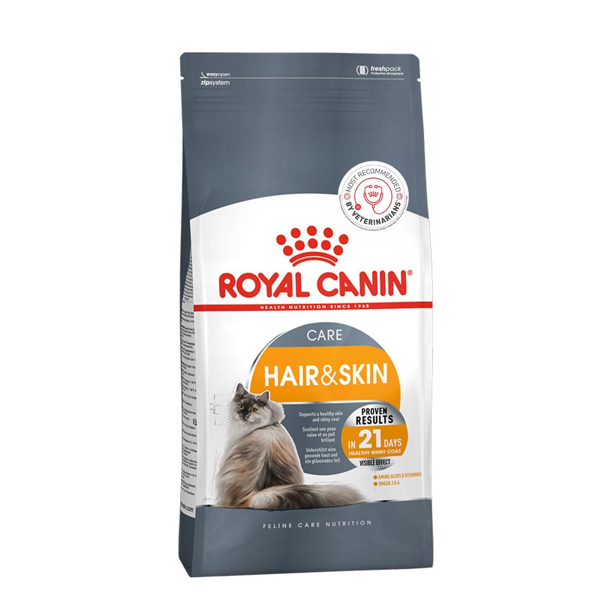 Royal Canin Skin Hair Care For Adult Cats Dry Food With Added Amino Acids Vitamins And Omega 3 And 6 Supports Healthy Skin And Shiny Coat Proven Results In 21 Days 400 Grams