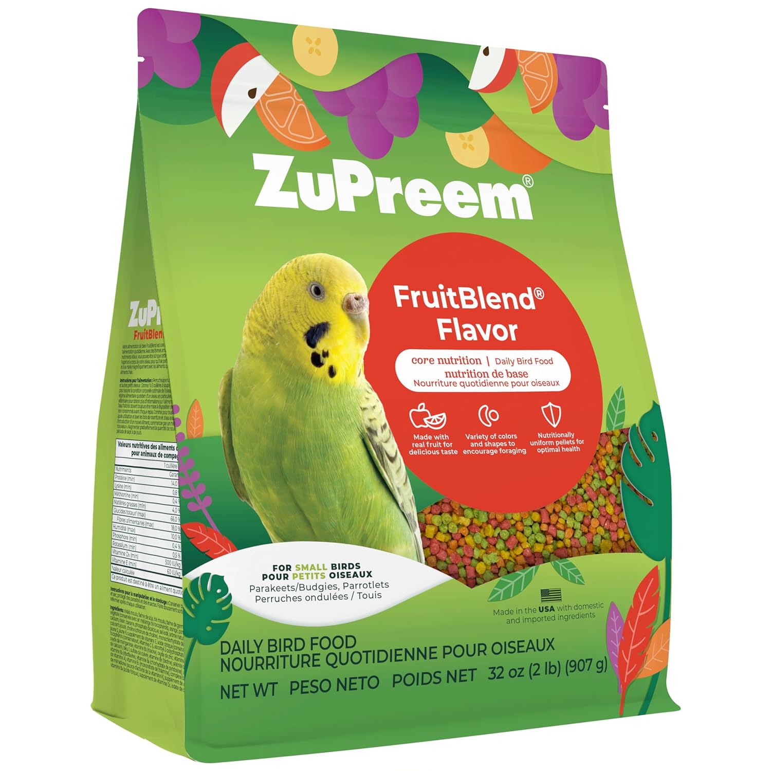 Zupreem Fruitblend Flavor With Natural Flavors Avian Diets Small Bird Food Pellet 907 Gm