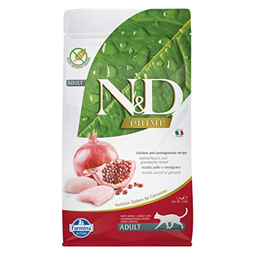 N&D FARMINA PET Foods Grain Free Chicken and Pomegranate Dry Adult Cat Food, 1.5 Kg | Pack of 2