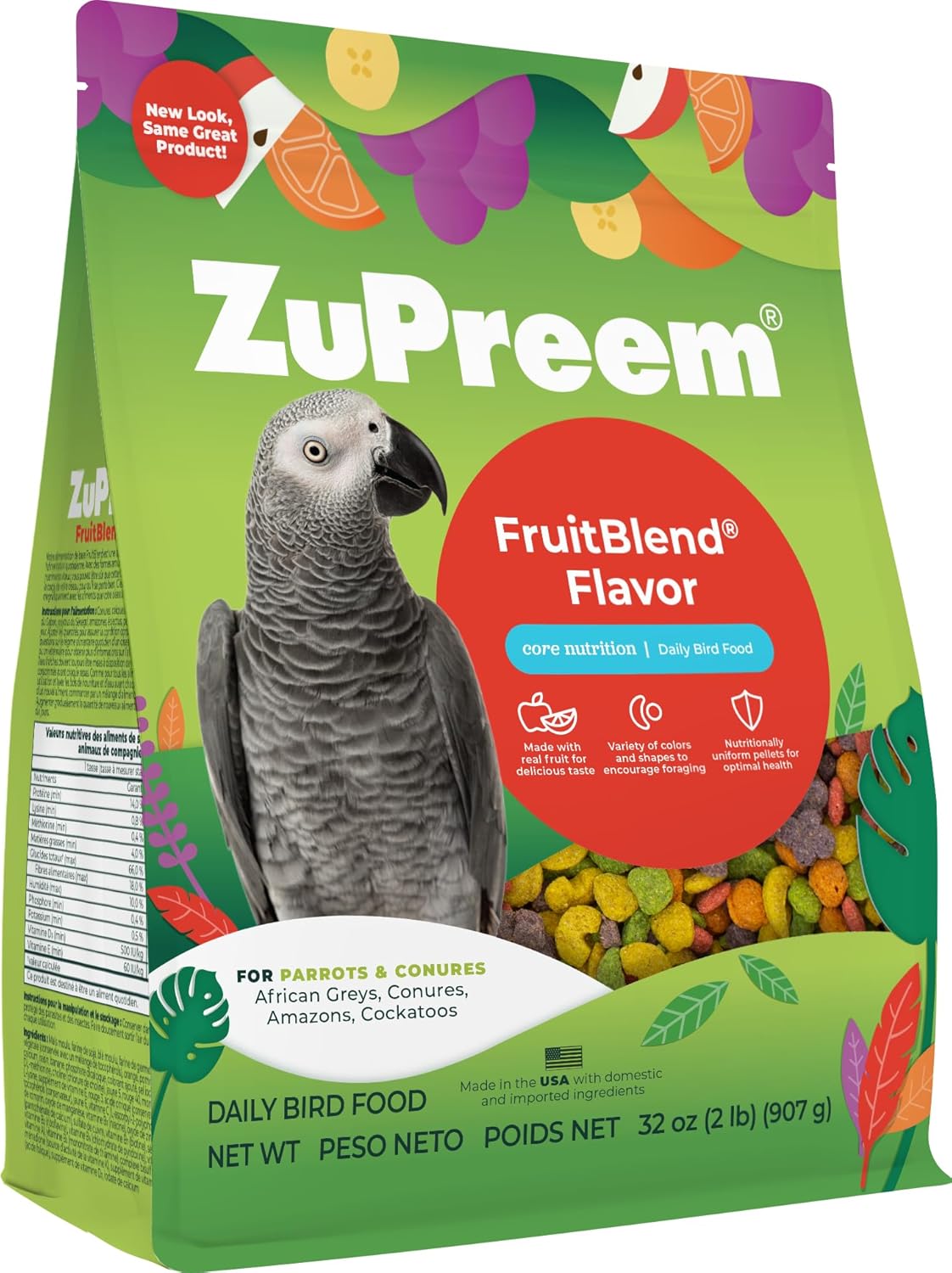 Zupreem Fruitblend Flavor With Natural Flavors Avian Diets Medium Adult Large Bird Food Pellet 907 Gm