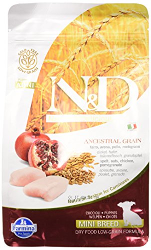 Farmina N&D Ancestral Grain Puppy Mini Breed Dog Food | Spelt, Oats, Chicken & Pomegranate | No Artificial Preservatives|Complete Nutrition for Puppies | 0.8kg