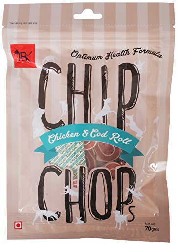 Chip Chops Chicken Codfish Rolls Dog Treats, High Protein Dog Snacks, Healthy Training Treats for Dogs, Easily Digestible, Suitable for All Breeds Puppies & Adult Dogs – 70g Pack