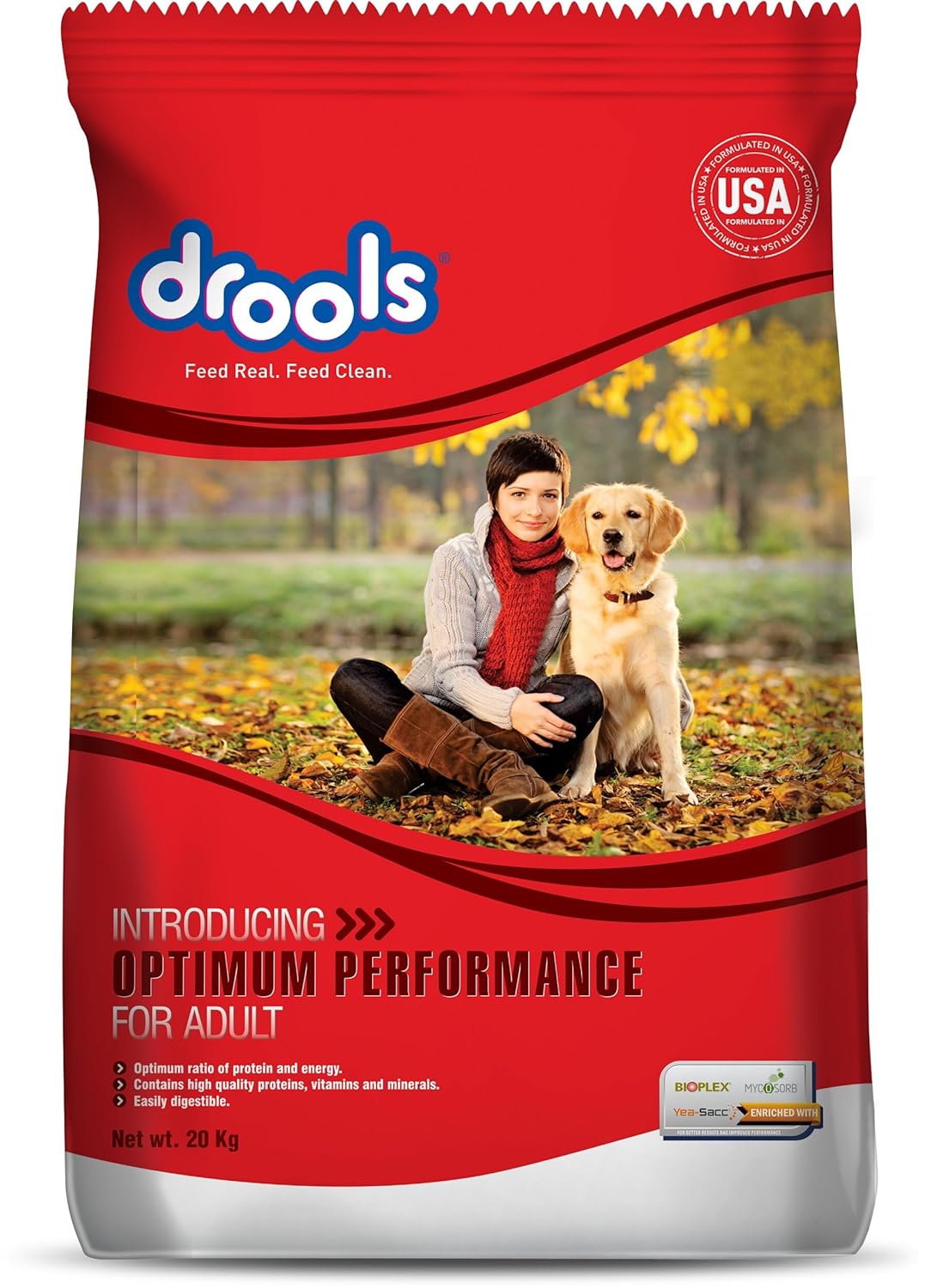 Drools Adult Dry Dog Food Optimum Performance 20kg Pack Chicken Flavour Essential Proteins Vitamins Minerals Optimum Ratio Of Protein Energy Easily Digestible