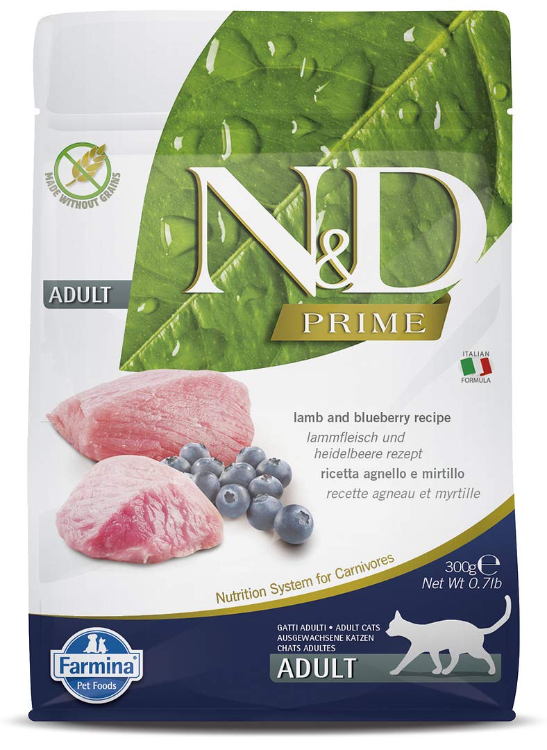 Farmina N D Prime Adult Cat Food Grain Free Lamb Blueberry Protein Source Low Glycemic Complete Nutrition 0 3kg