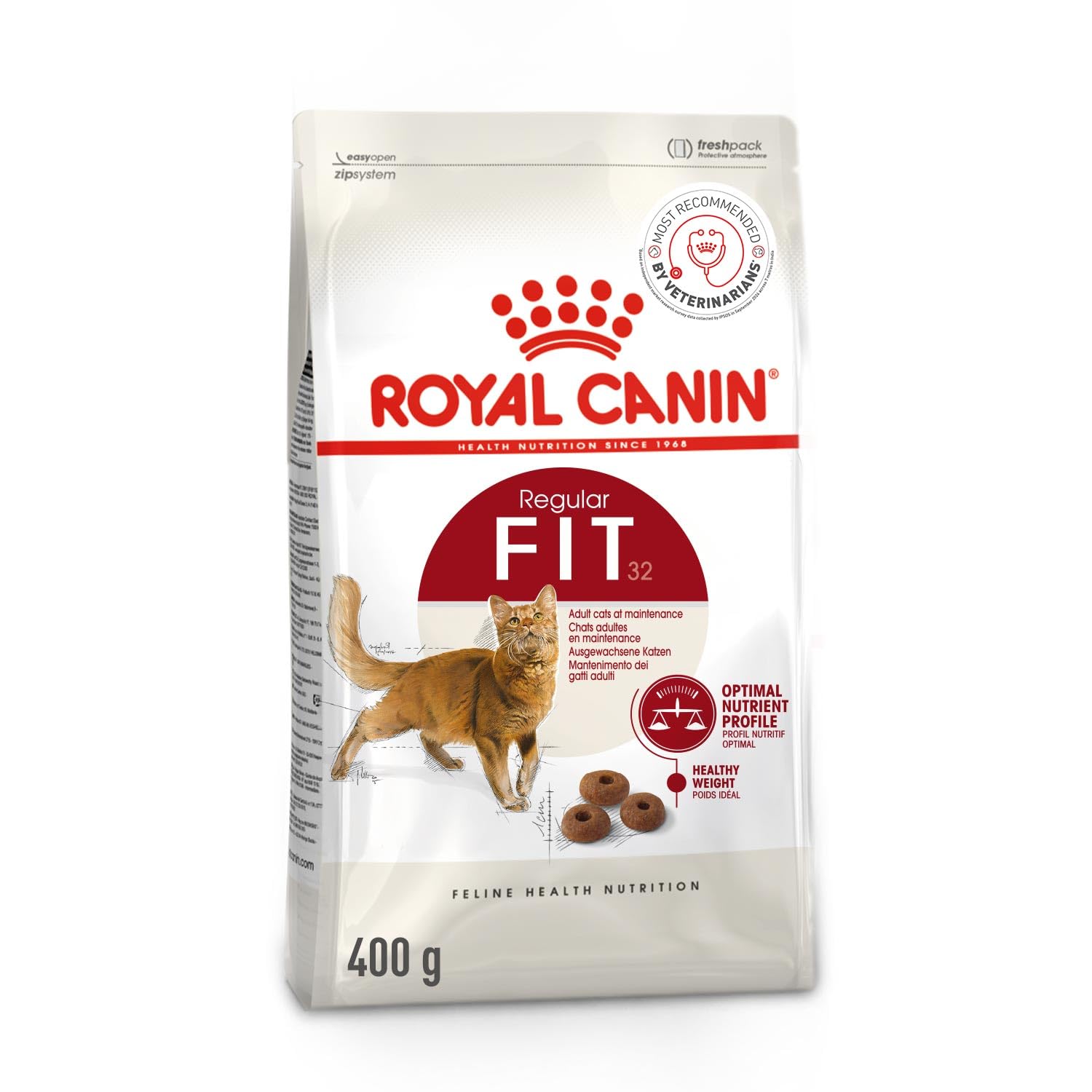 Royal Canin Fit 32 Regular For Adult Cat Dry Food Supports Optimal Nutrient Profile And Healthy Weight 400 Grams