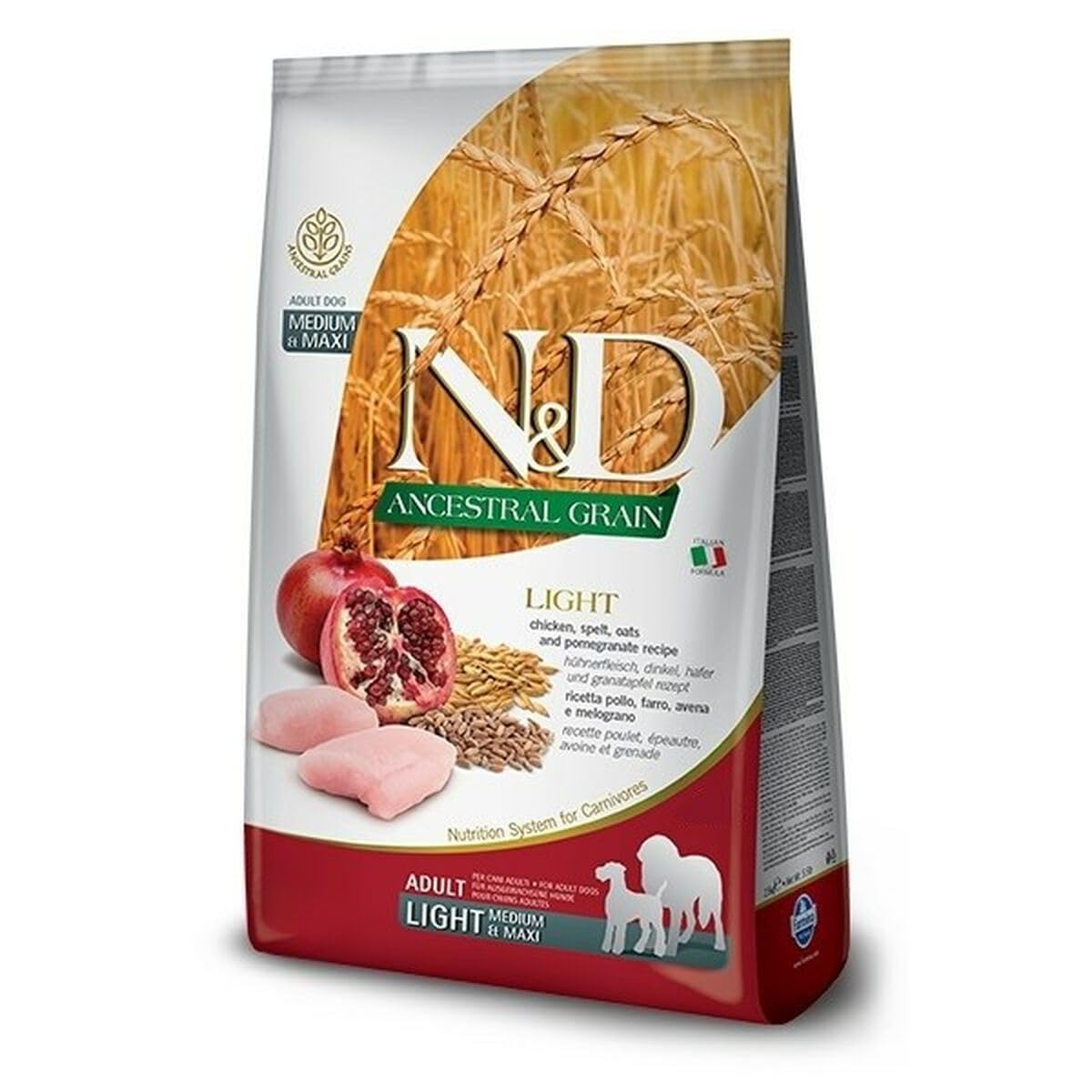 Farmina N D Low Grain Chicken And Pomegranade Light Adult Food 12 Kg Medium Maxi