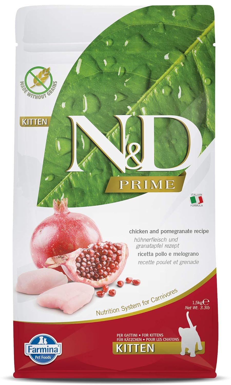 Farmina N D Prime Kitten Food Grain Free Chicken Pomegranate For A Strong Immune System Complete Nutrition For Kittens 1 5kg