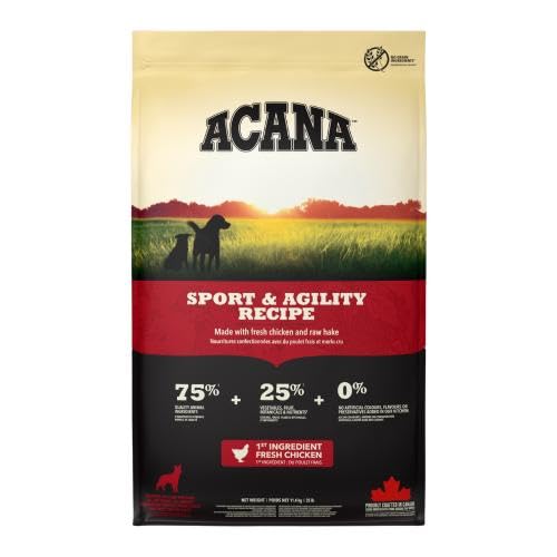 Acana Sports & Agility Dry Dog Food, Grain Free Adult Dog Food for All Life Stages, Fresh or Raw Ingredients, 11.4 KG