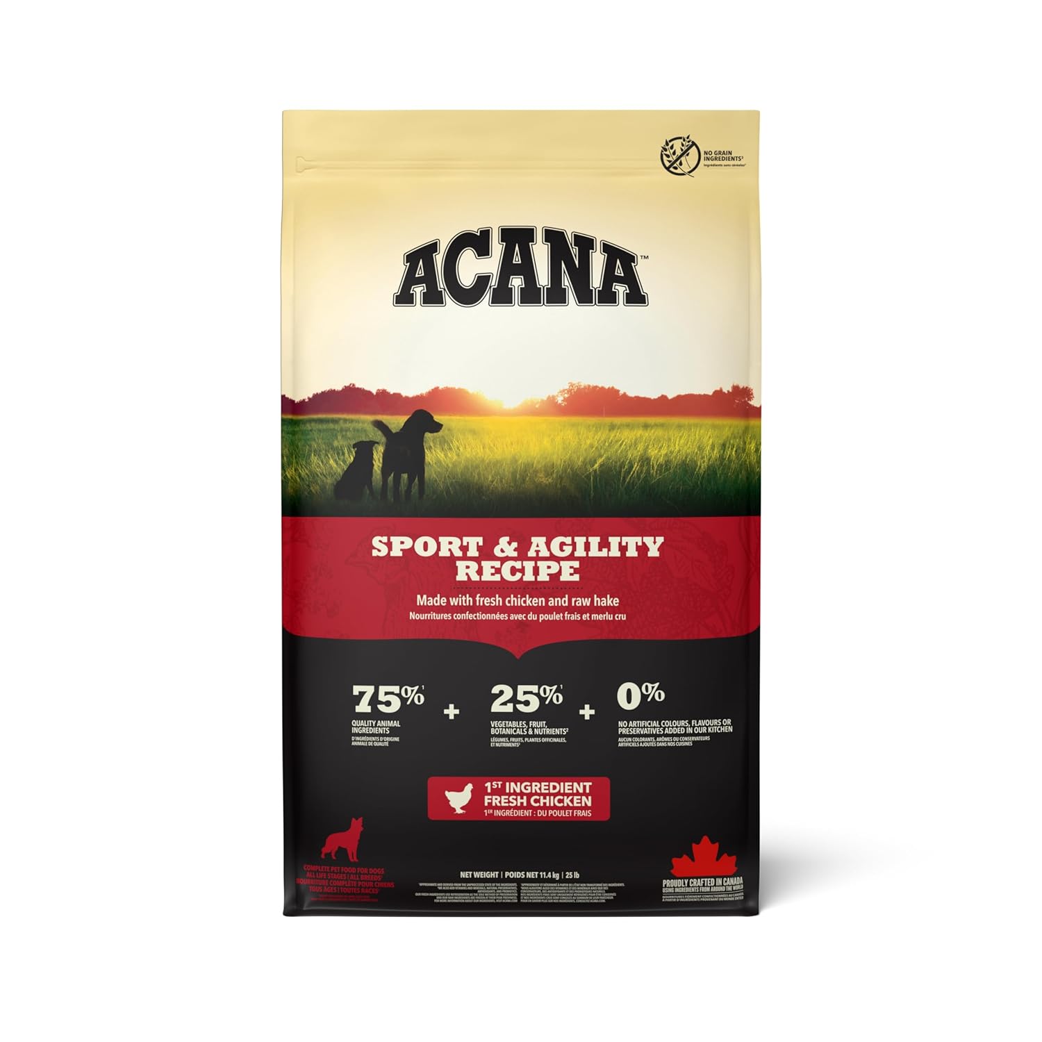 Acana Sports Agility Dry Dog Food Grain Free Adult Dog Food For All Life Stages Fresh Or Raw Ingredients 11 4 Kg