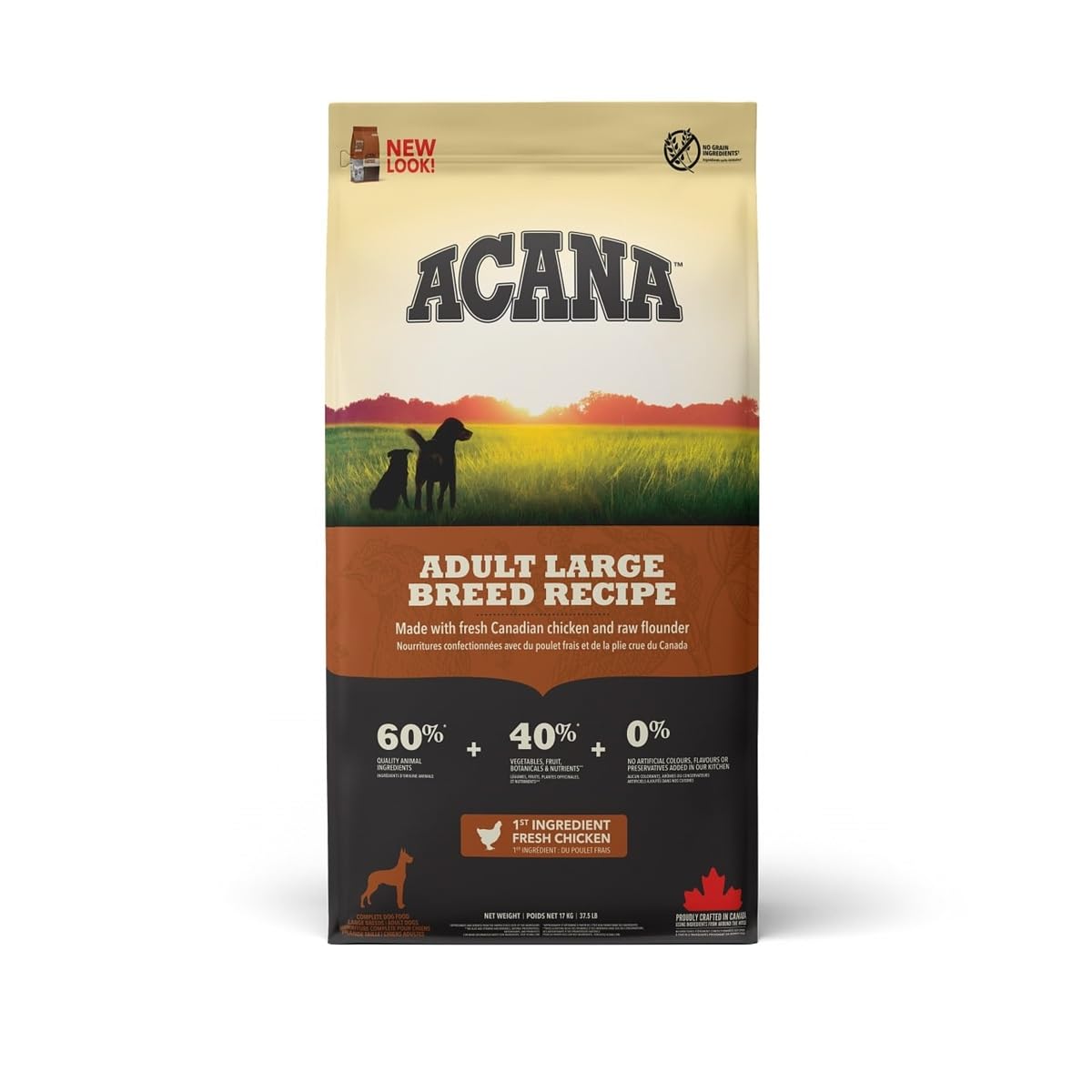 Acana Adult Large Breed Dry Dog Food Grain Free Dog Food For All Life Stages Fresh Or Raw Ingredients 17 Kg