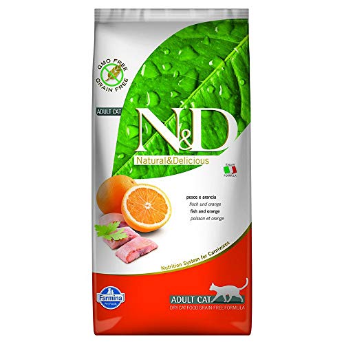 FARMINA N&D Ocean Dry Cat Food, Adult, Grain-Free, 5-kg, Herring and Orange