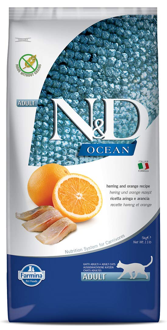 Farmina N D Ocean Dry Cat Food Adult Grain Free 5 Kg Herring And Orange