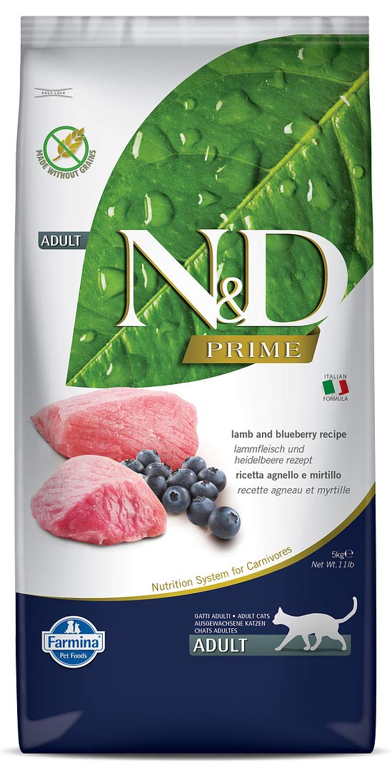 Farmina N D Prime Dry Cat Food Adult Grain Free 5 Kg Lamb And Blueberry