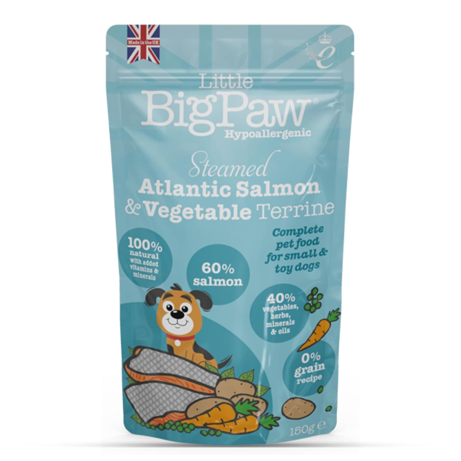 Little Big Paw Atlantic Salmon Vegetable Dinner For Puppy And Small Dogs Grain Free And Hypoallergenic Dog Wet Food 150 Gms Each Pack Of 7