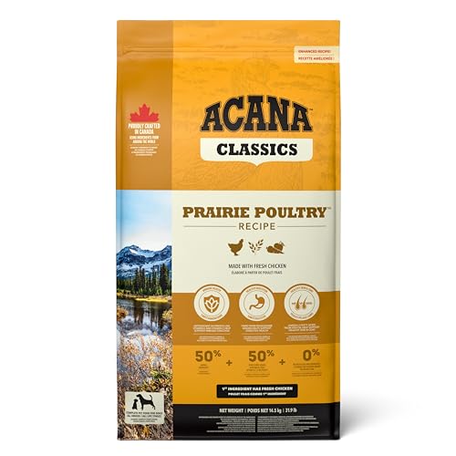 Acana Classic Prairie Poultry Dry Dog Food, Grain Free Dog Food for All Life Stages, Fresh or Raw Ingredients, 14.5 kg