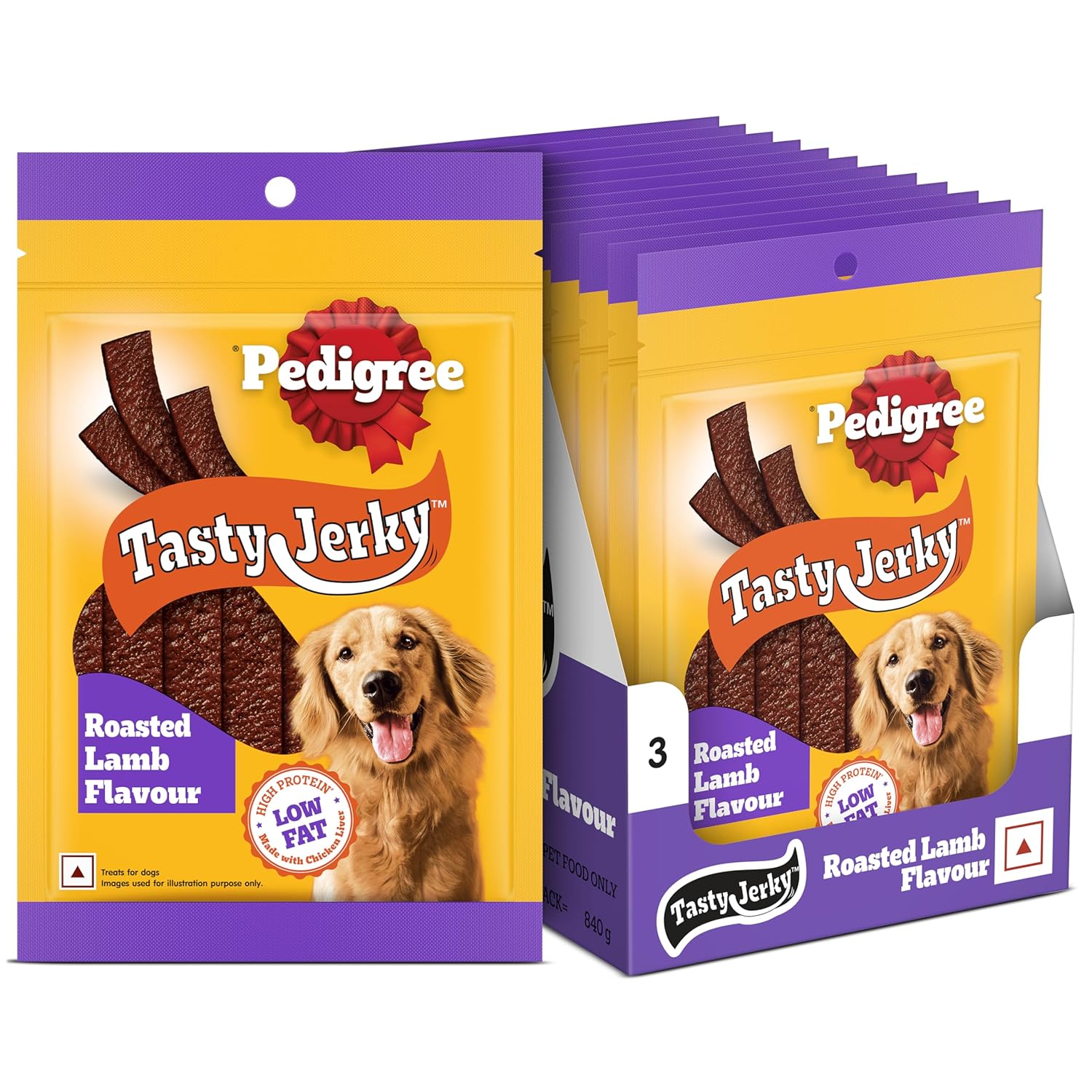 Pedigree Tasty Jerky Dog Treat Roasted Lamb Flavour 70 G X 12 Jerky Style Treats For Bonding Low Fat And Rich Protein Dog Treats