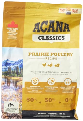 Acana Classic Prairie Poultry Dry Dog Food, Grain Free Dog Food for All Life Stages, Fresh or Raw Ingredients, 2 kg