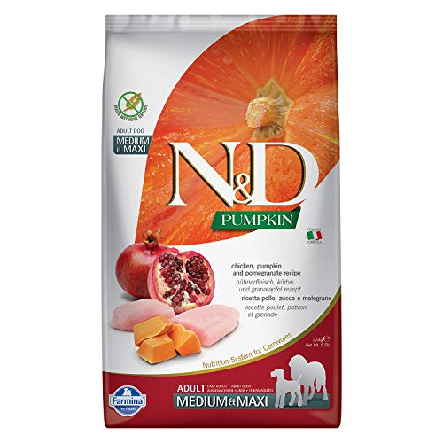 Farmina N&D Pumpkin Adult Medium/Maxi Dog Food | Chicken, Pomegranate & Pumpkin |Rich in Anti-oxidants| Complete Food for Adult Dogs | 2.5kg | No Artificial Preservatives