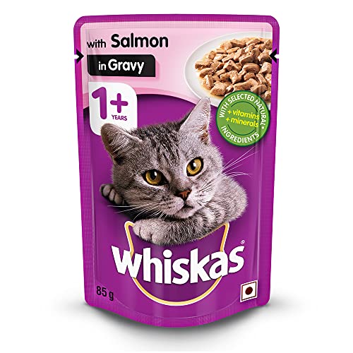 Whiskas Adult (+1 year) Wet Cat Food , Chicken in Gravy Monthly Pack, 48 Pouches (48 x 85g)