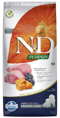 Farmina N D Pumpkin Puppy Med Maxi Dog Food Lamb Blueberry Pumpkin Rich In Anti Oxidants Complete Food For Puppies 12kg No Artificial Preservatives