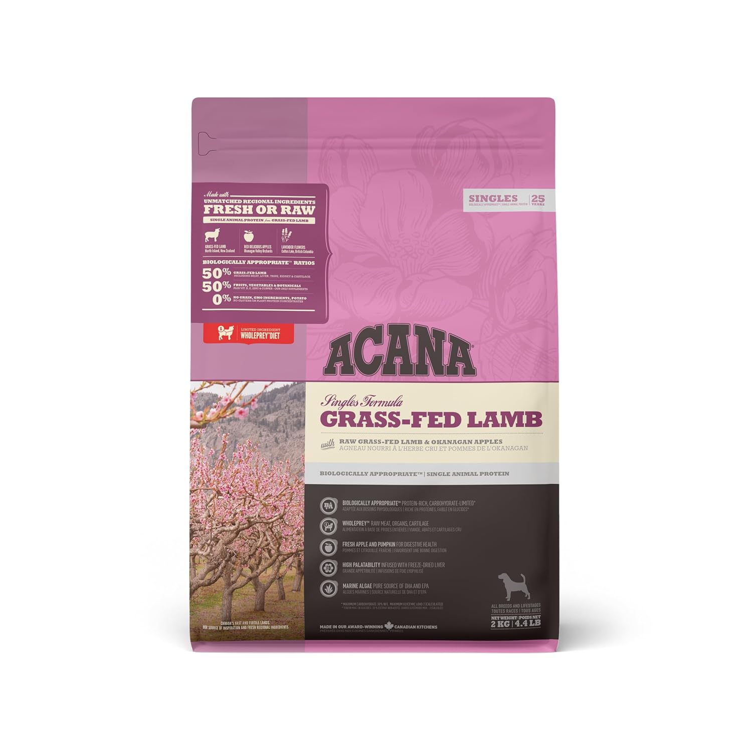 Acana Grass Fed Lamb Dry Dog Food Grain Free Dog Food For All Life Stages Fresh Or Raw Ingredients 11 4 Kg