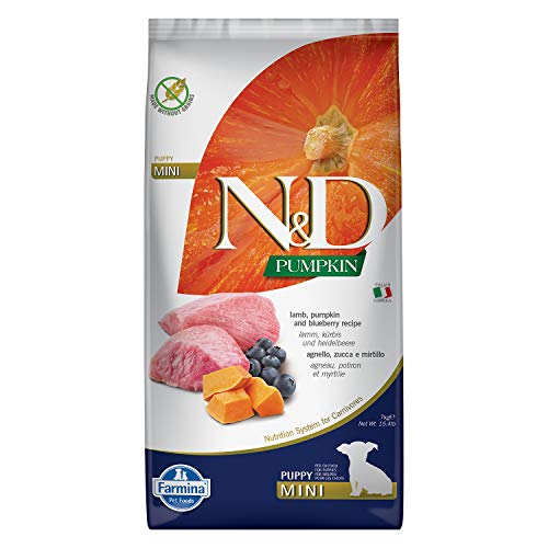 Farmina N&D Pumpkin Puppy Mini Dog Food | Lamb, Blueberry & Pumpkin |Rich in Anti-oxidants | Complete Food for Puppies | 7kg | No Artificial Preservatives