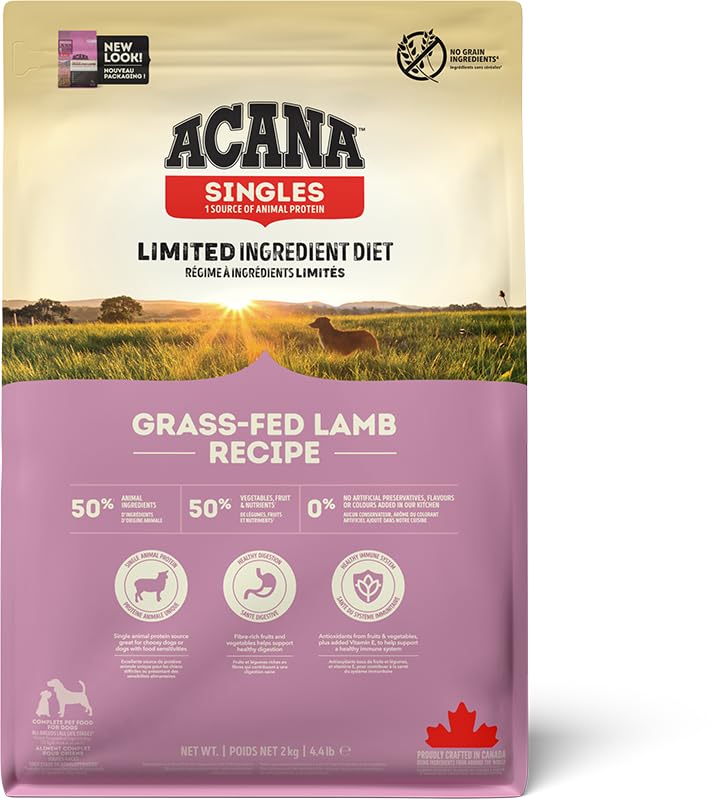 Acana Grass-Fed Lamb Dry Dog Food, Grain Free Dog Food for All Life Stages, Fresh or Raw Ingredients, 2 kg