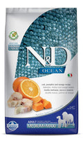 Farmina N D Ocean Dog Dry Pet Food Grain Free Adult Medium Maxi Breed 2 5 Kg Codfish Pumpkin Orange