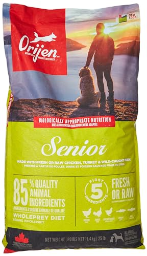 ORIJEN Senior Dry Dog Food, Grain Free Dry Dog Food for Senior Dogs, Fresh or Raw Ingredients, 11.4 Kg
