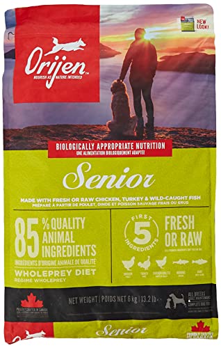 ORIJEN Senior Dry Dog Food, Grain Free Dry Dog Food for Senior Dogs, Fresh or Raw Ingredients, 6 Kg