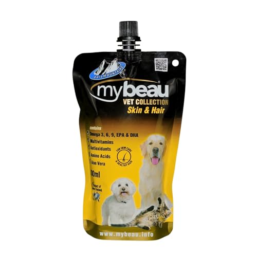 Palamountains My Beau Skin & Hair Supplement for Dogs & Cats – Aloe Vera, Omega 3 & 6, Flaxseed & Salmon Oils – 99.5% Absorption – Supports Skin, Coat, Nails & Immunity – 300ml