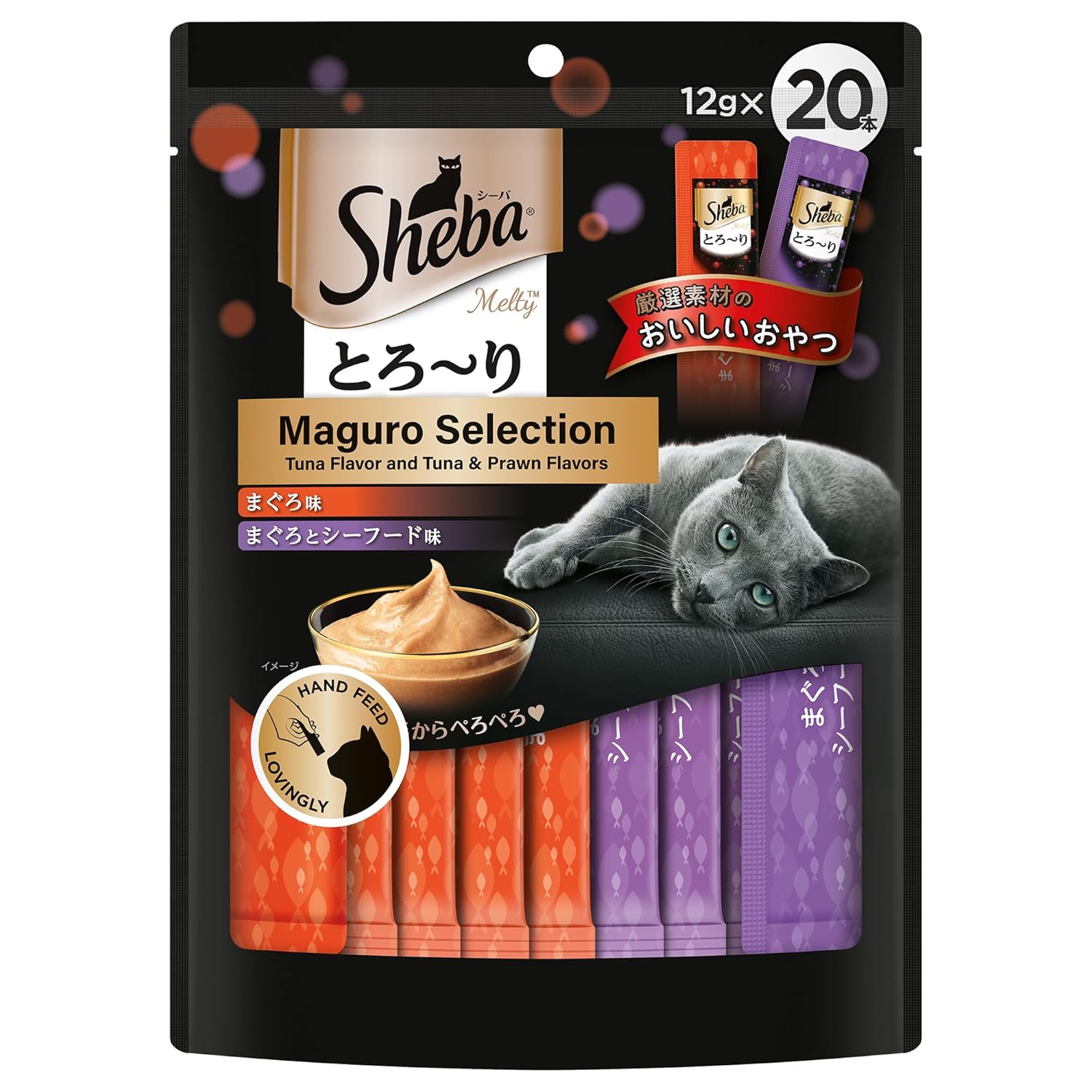Sheba Melty Premium Lickable Creamy Cat Treats Maguro Selection Tuna And Tuna Prawn Flavors 20 Sticks X 12g 240g Creamy Treats For Bonding