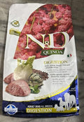N&D FARMINA PET Foods Quinoa Weight Management Dry Dog Food, Grain-Free, Adult Breed, 2.5- Kg, Lamb Broccoli and Asparagus,Pack of 1