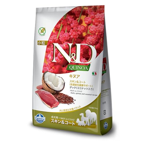 Farmina N&D Quinoa Skin & Coat Adult Dog Food | Duck | Supports Healthy Skin & Coat | Complete Dietetic Food for All Breed Dogs | 2.5kg | Grain-Free Formula | No Artificial Preservatives