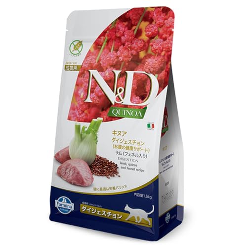 Farmina N&D Quinoa Digestion Cat Food | Grain-Free | Lamb, Quinoa, Fennel & Mint | Supports Digestive Health | Complete & Balanced Nutrition |for Adult Cats | 1.5kg