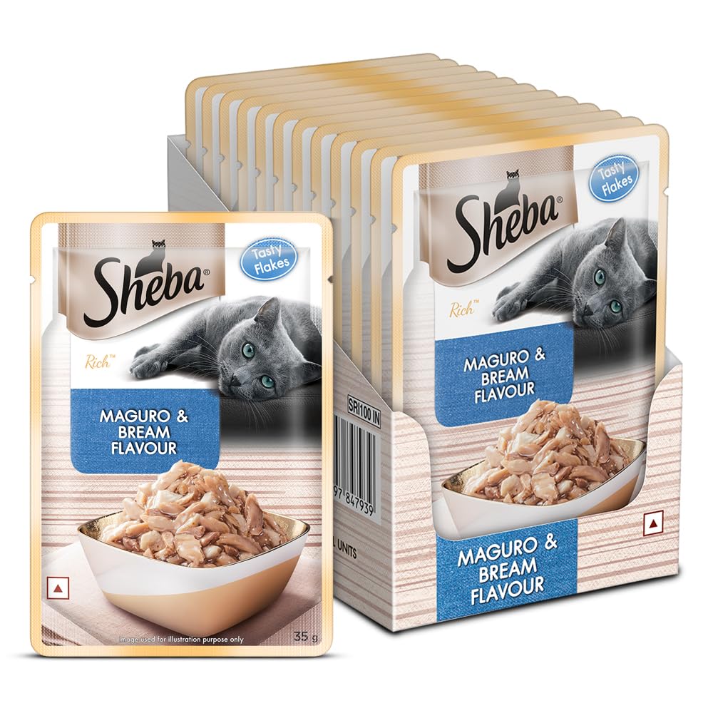 Sheba Rich Premium Adult 1 Years Wet Cat Food Maguro Bream Flavour 35 G Pouch Pack Of 12 High Moisture Wet Food For Healthy Hydration