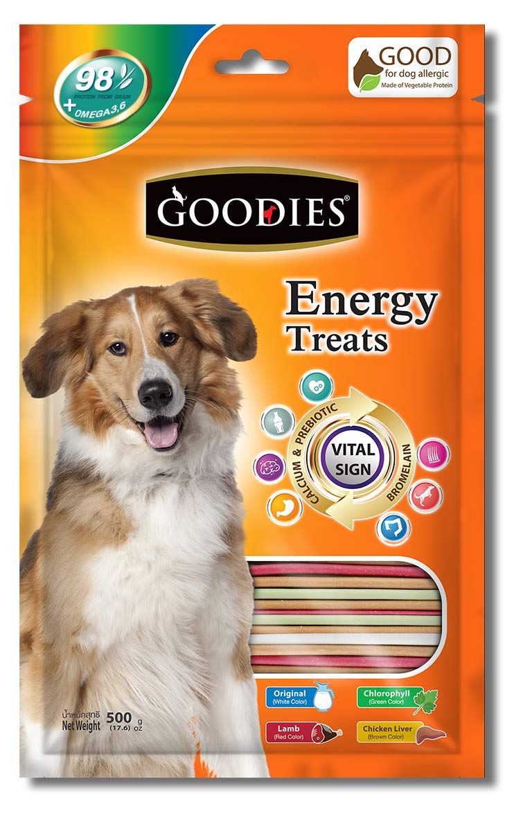 Goodies Ps Trader 500 Gm Assorted Energy Treats Stick Shape Dog Treats For All Life Stages Vegetable Flavour Pack Of 1