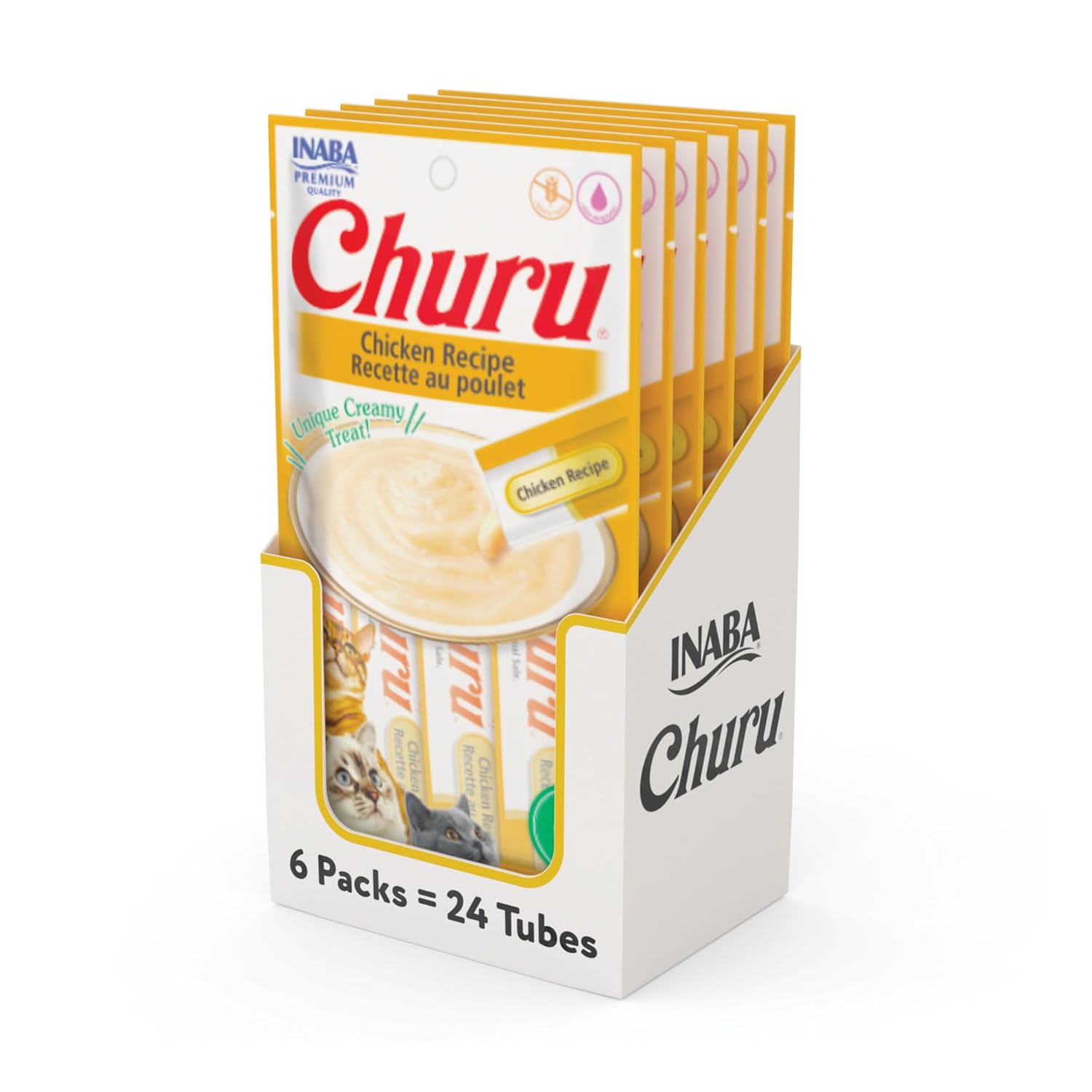 Inaba Churu Cat Treats Grain Free Lickable Squeezable Creamy Puree Cat Treat Topper With Vitamin E Taurine Chicken Recipe Pack Of 6 All Life Stages