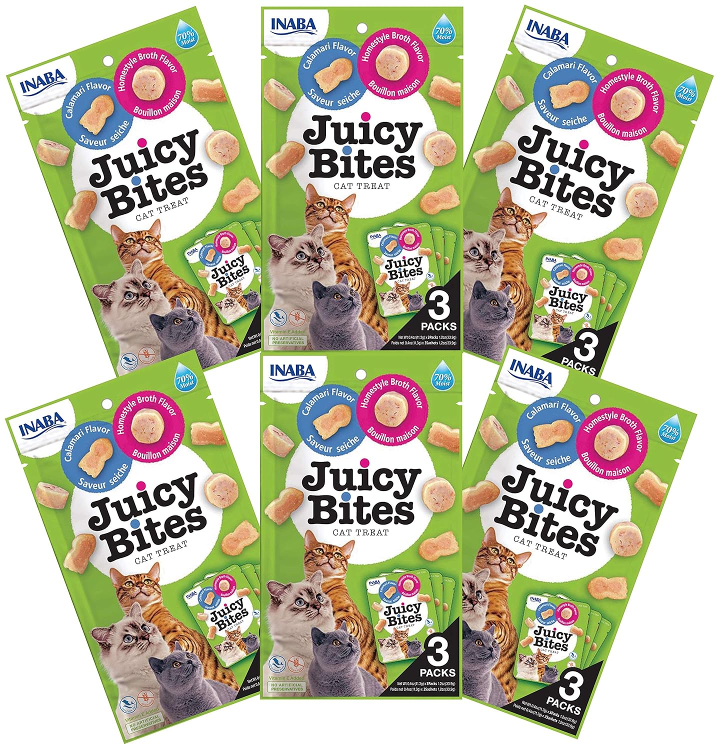 Inaba Juicy Bites By Cat Treat Homestyle Broth Calamari Flavor 6 Packs All Life Stages Pellet
