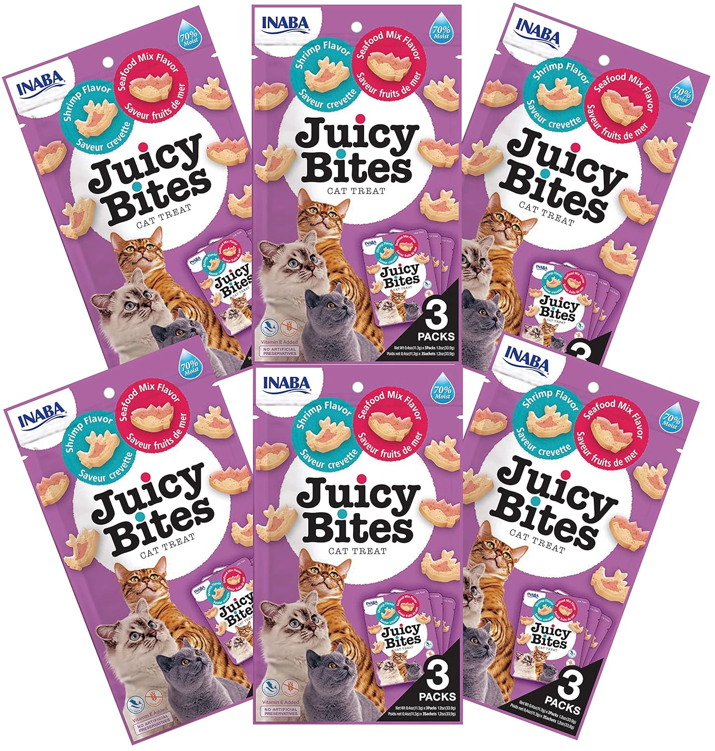 Juicy Bites By Inaba Cat Treat Shrimp Seafood Mix Flavour 6 Packs