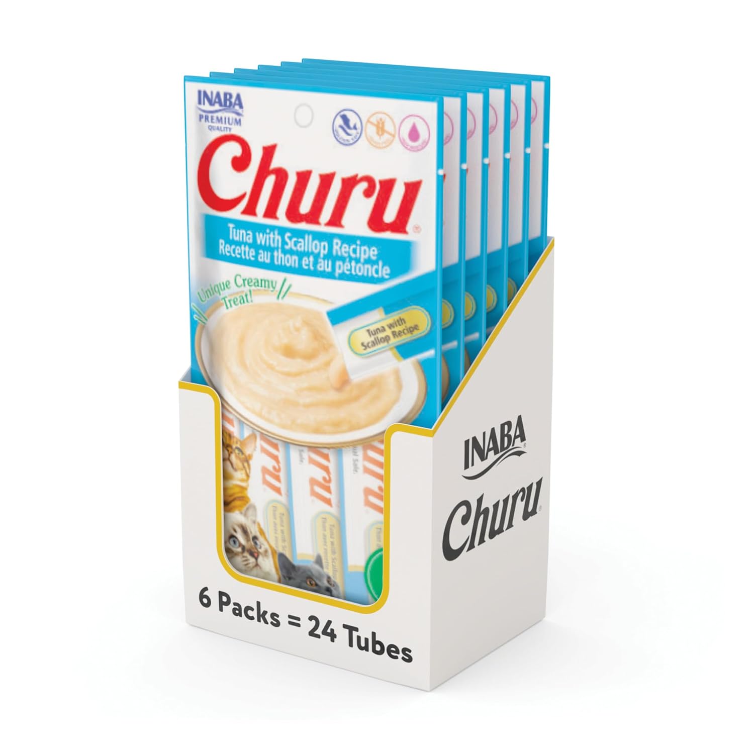 Tuna With Scallop 6 Pack Churu Lickable Cat Treat Creamy Puree