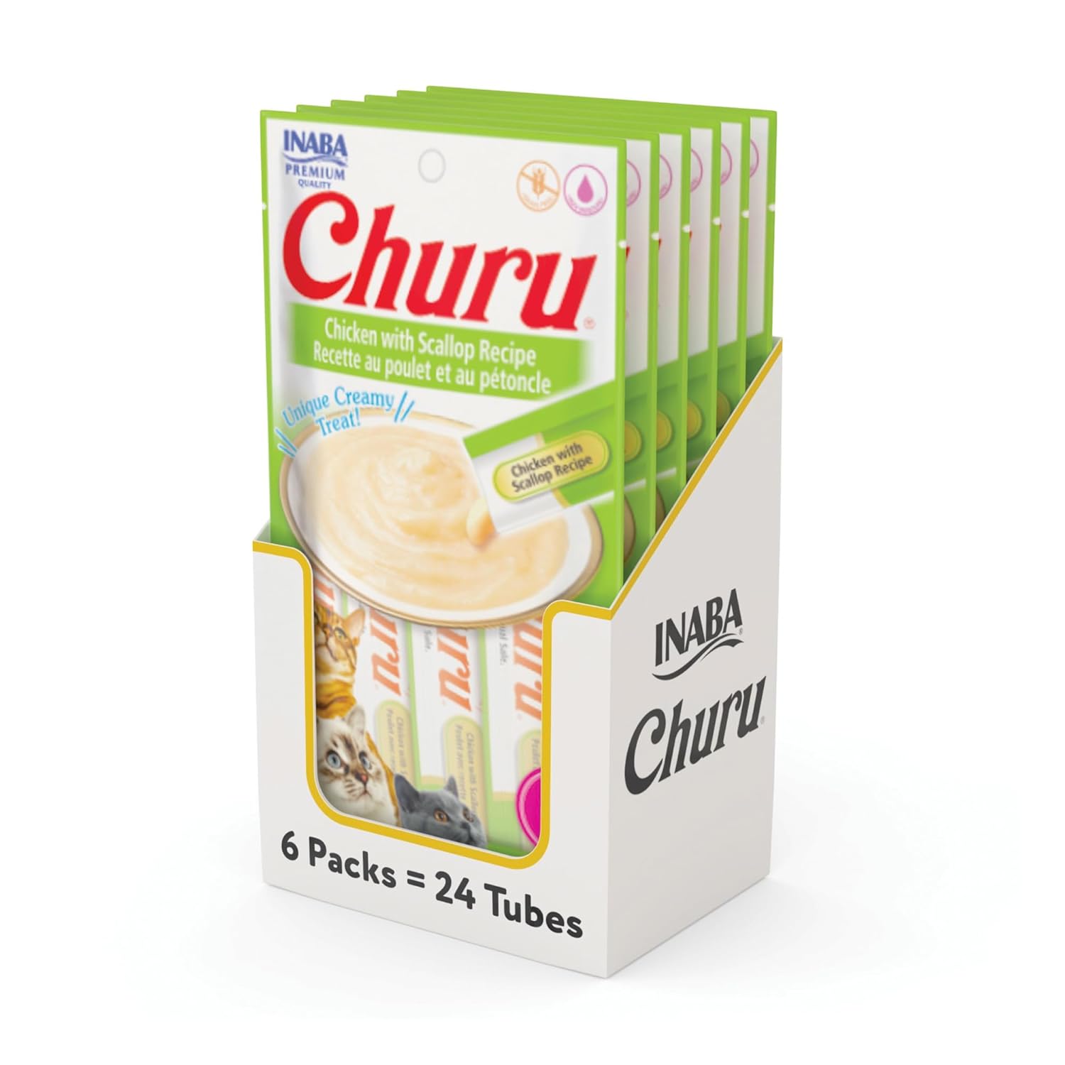Chicken With Scallop Recipe 6 Pack Churu Lickable Cat Treat Creamy Puree